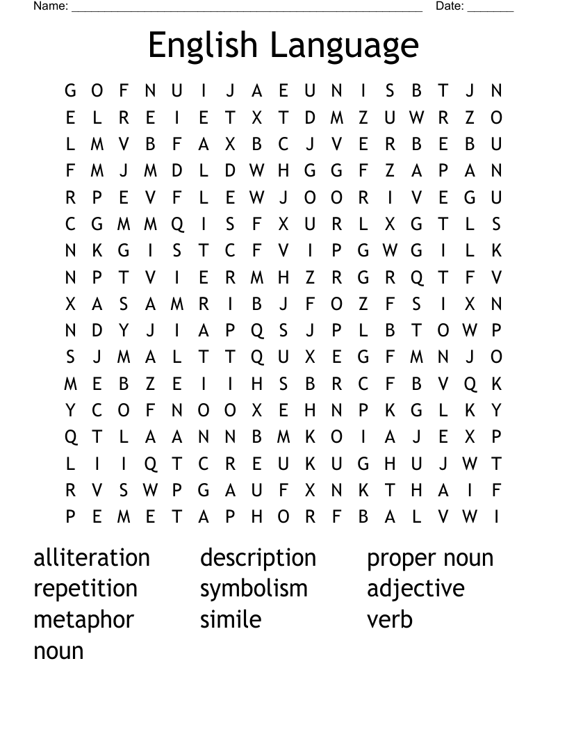 English Language Word Search - WordMint