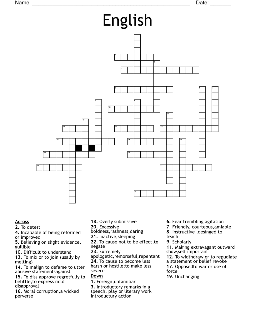 Vocab Crossword WordMint