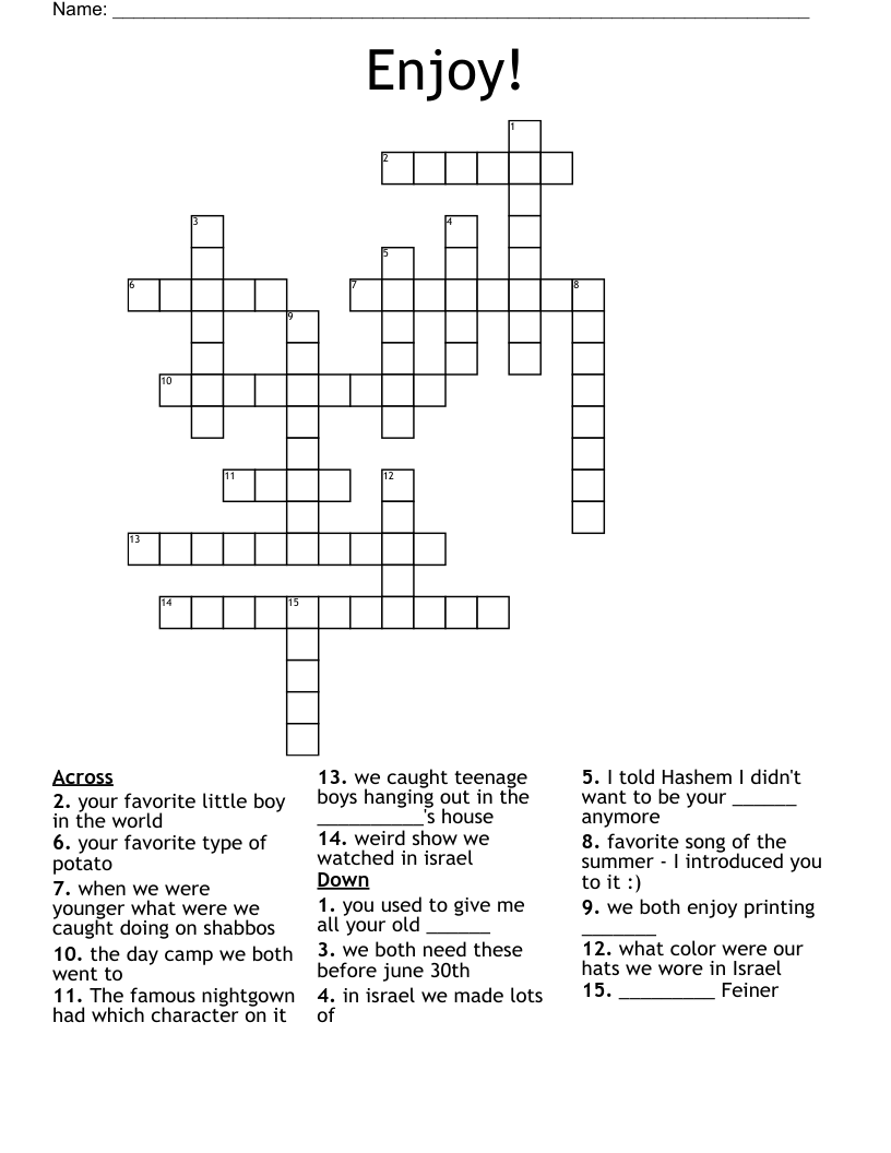 Enjoy! Crossword WordMint