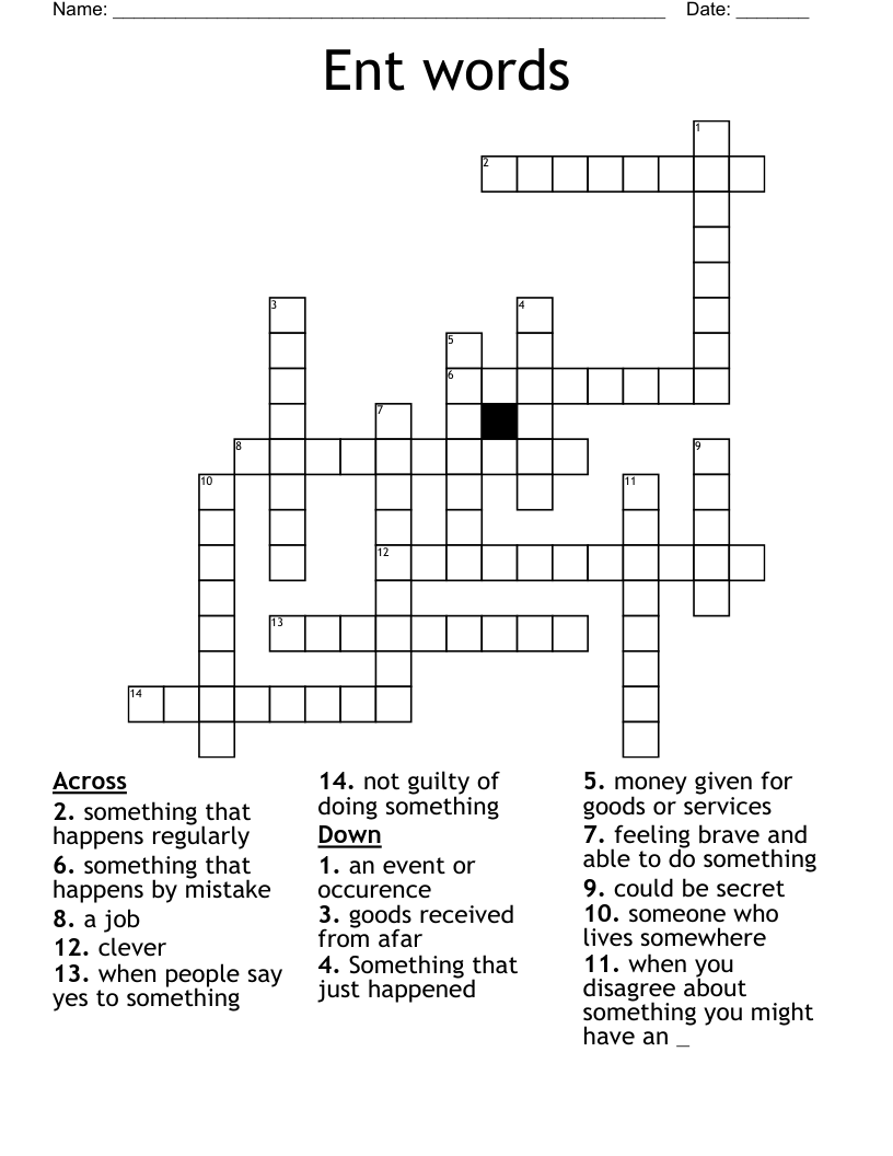 Ent words Crossword WordMint