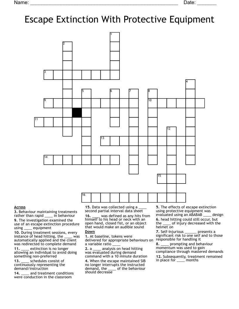 Escape Extinction With Protective Equipment Crossword WordMint