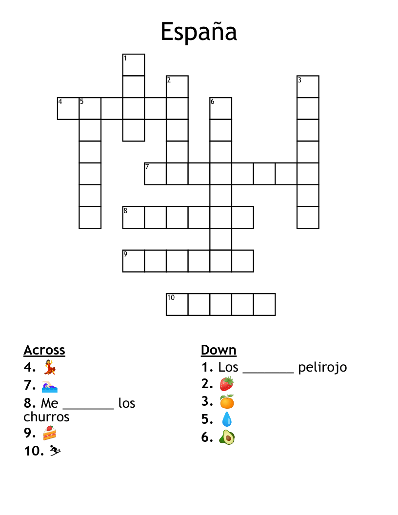 España Crossword WordMint