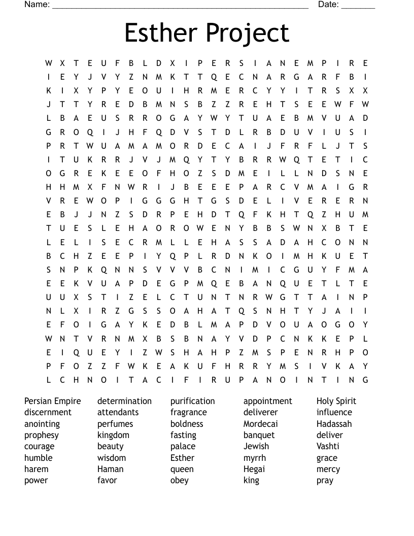 The Life of Esther Word Search WordMint