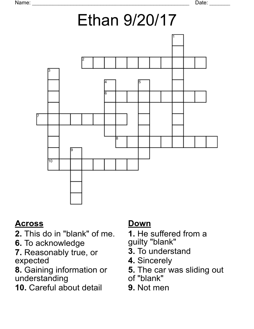 Ethan 9/20/17 Crossword WordMint