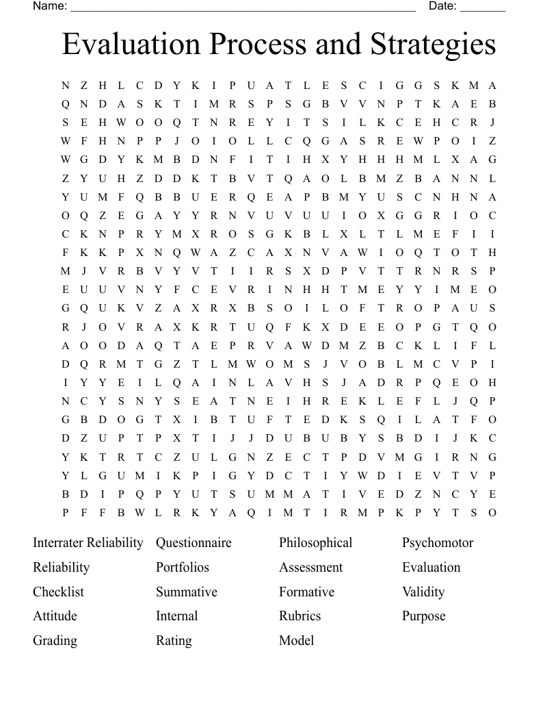 Evaluation Process and Strategies Word Search WordMint