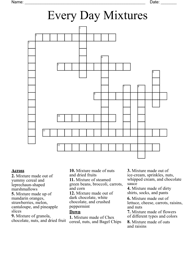 Every Day Mixtures Crossword WordMint