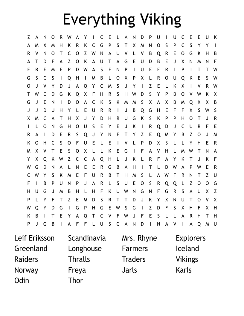 The Vikings Word Search WordMint