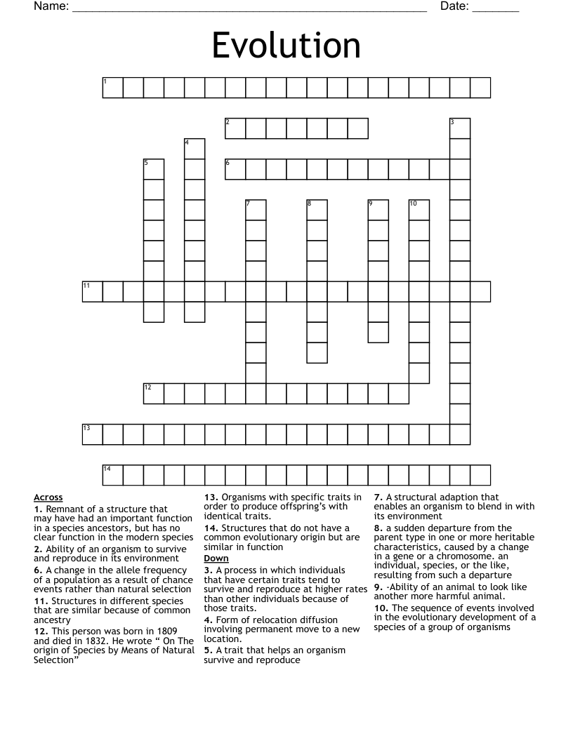 Bio tier 2 Crossword WordMint