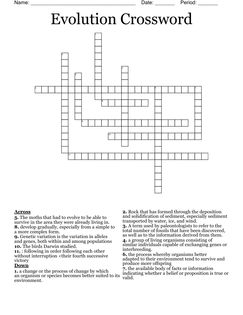Evolution Crossword - WordMint