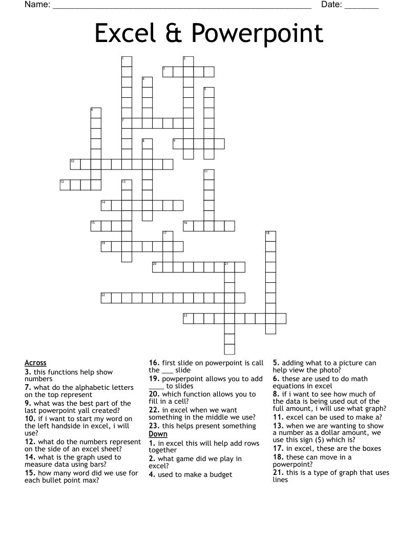 Excel & Powerpoint Crossword - WordMint