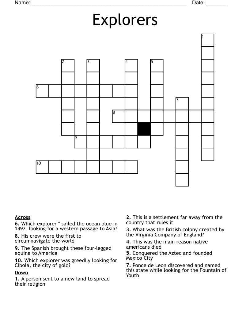 Explorers Crossword WordMint