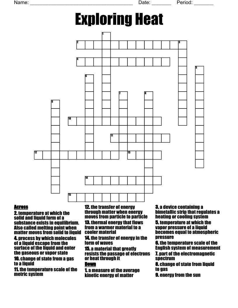 Exploring Heat Crossword WordMint