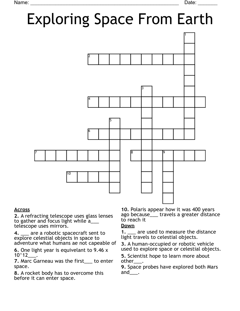 Exploring Space From Earth Crossword WordMint