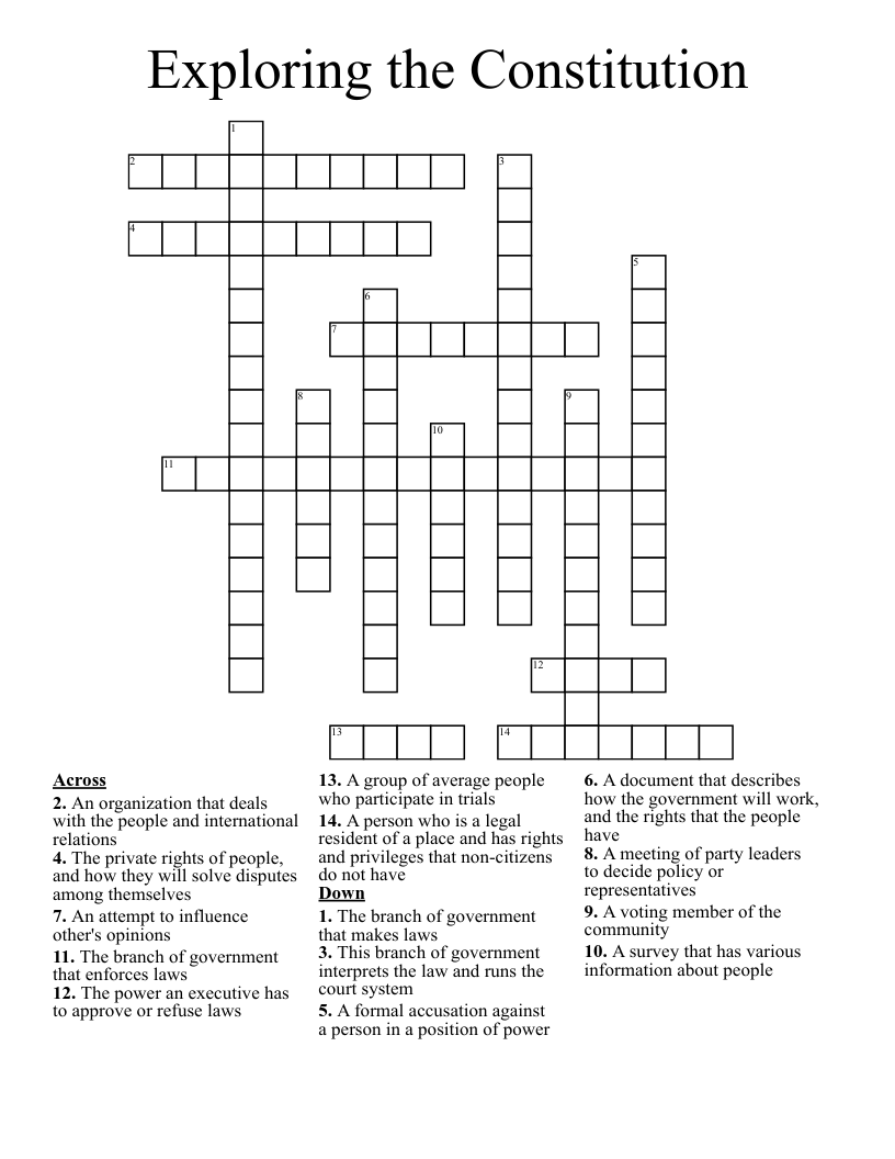 Exploring the Constitution Crossword WordMint