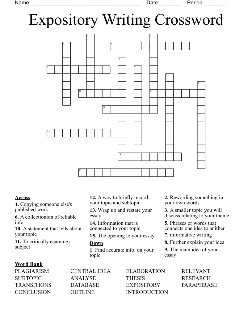 Writers Resources Crosswords, Word Searches, Bingo Cards WordMint