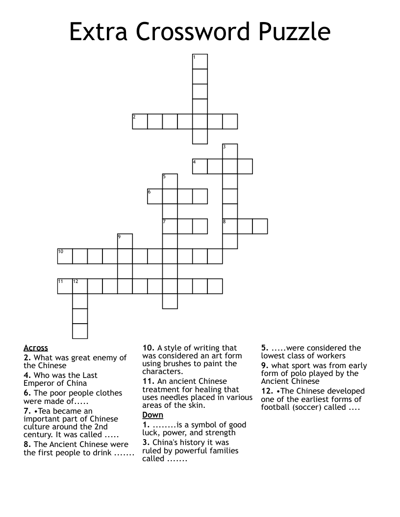 Extra Crossword Puzzle WordMint