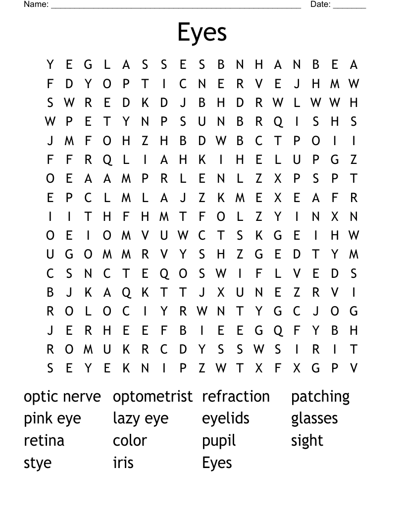 Eyes Word Search WordMint