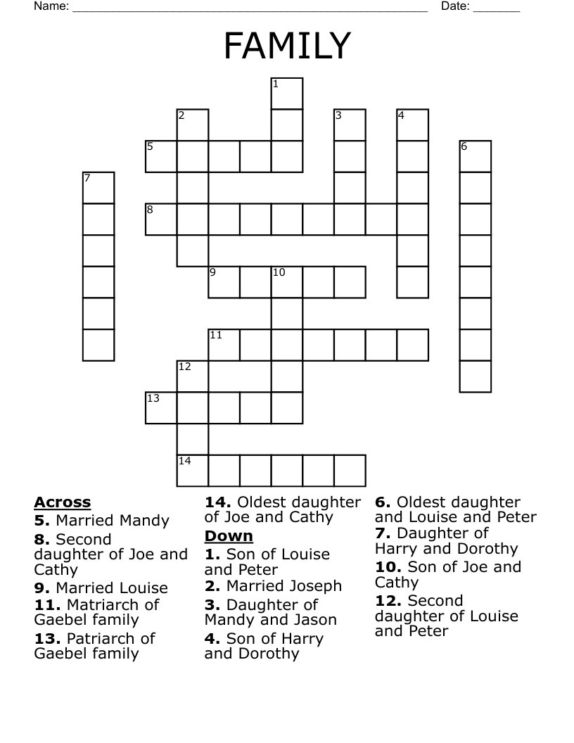 FAMILY Crossword - WordMint