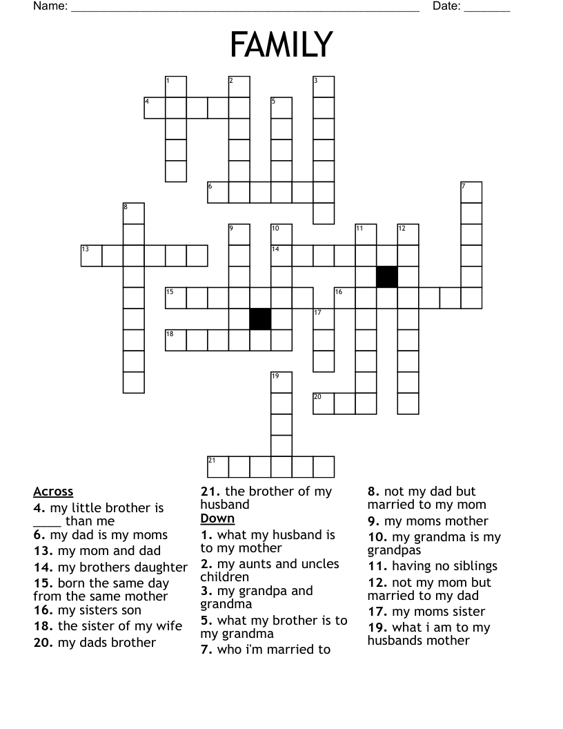 FAMILY Crossword WordMint