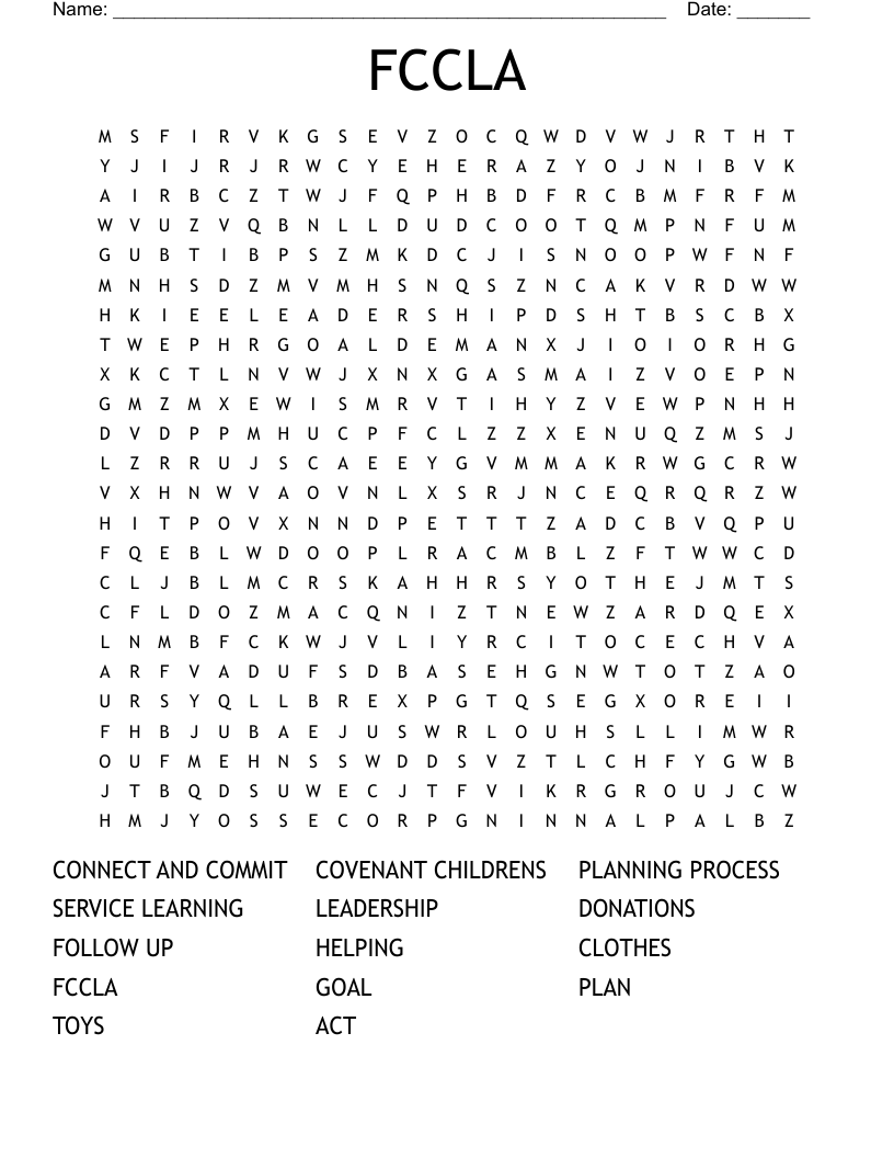 FCCLA Word Search WordMint