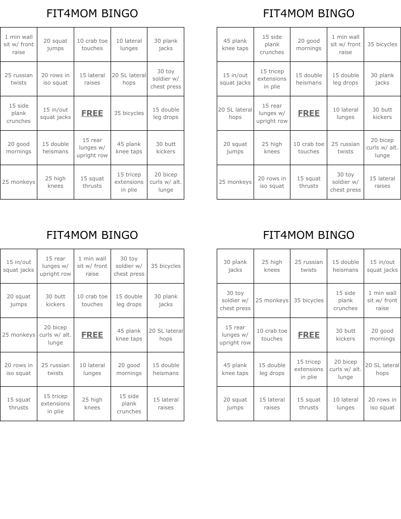 FIT4MOM BINGO WordMint
