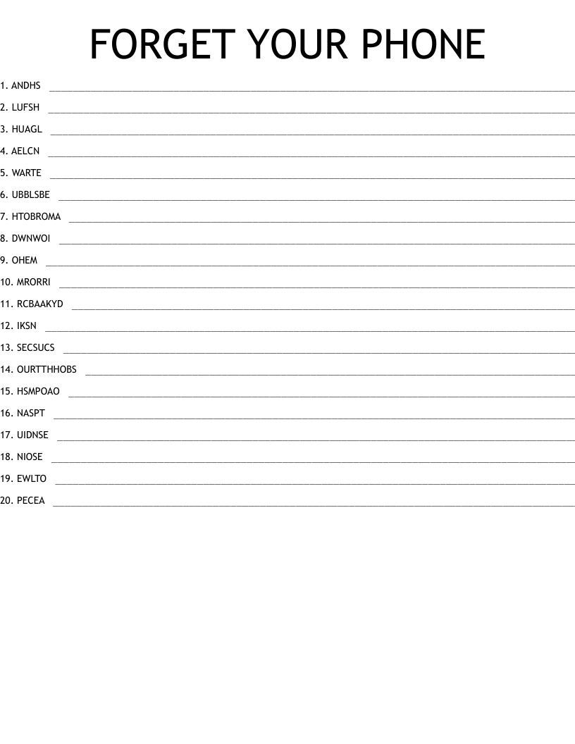 YOUR PHONE Word Scramble WordMint