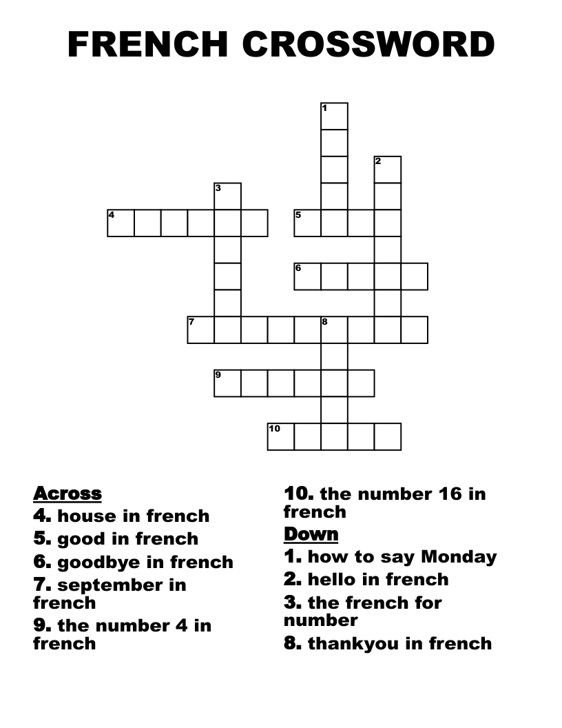 FRENCH CROSSWORD WordMint