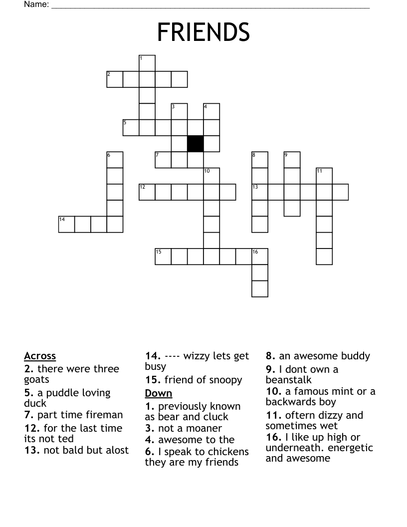 FRIENDS Crossword - WordMint