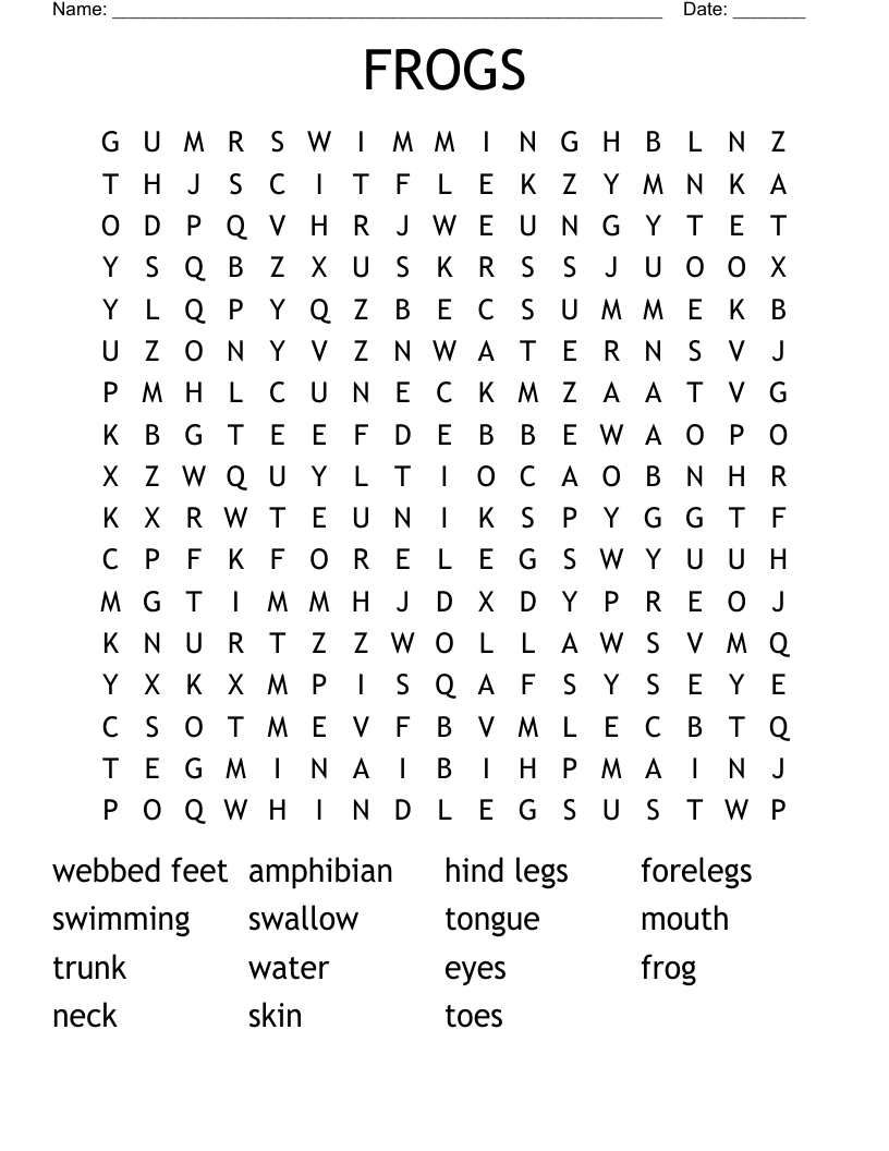 FROGS Word Search WordMint