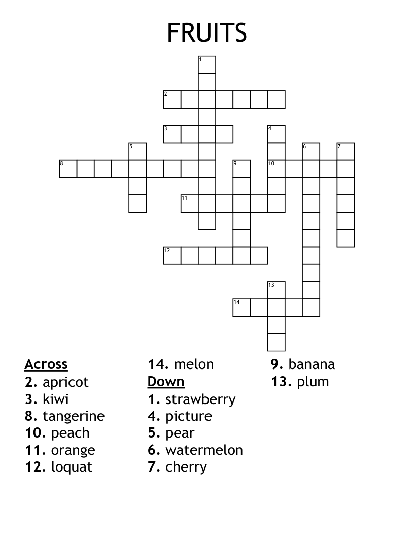FRUITS Crossword WordMint