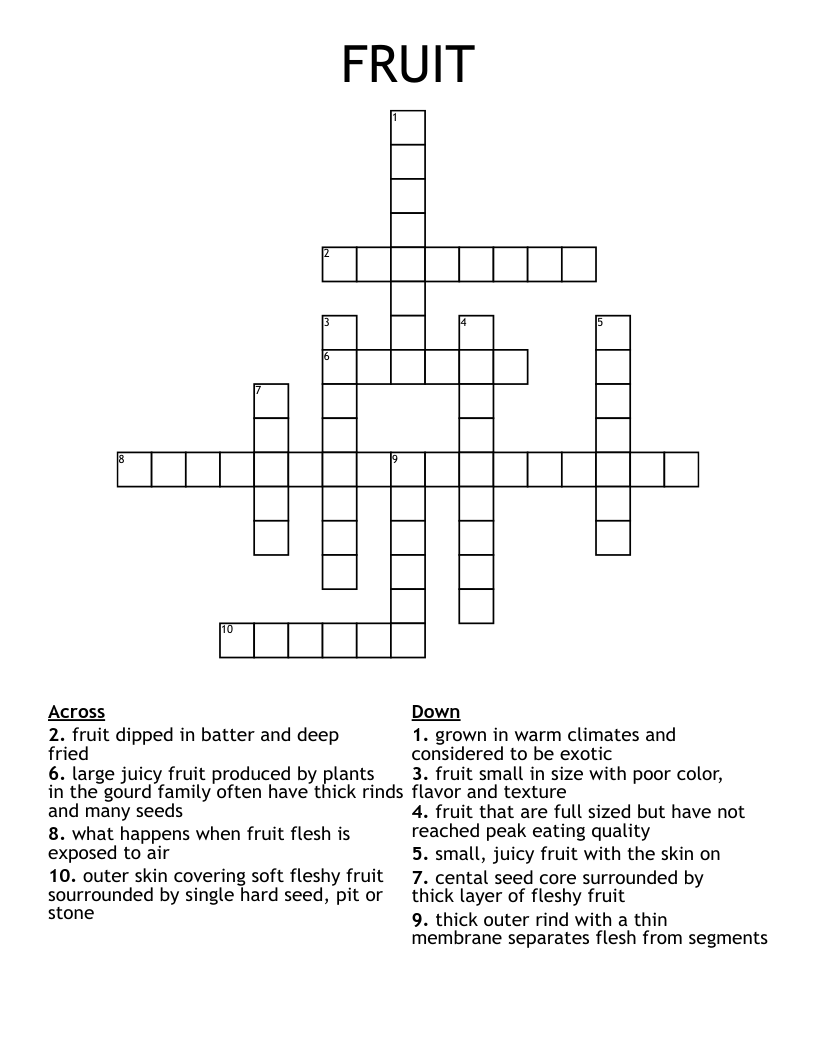 FRUIT Crossword WordMint