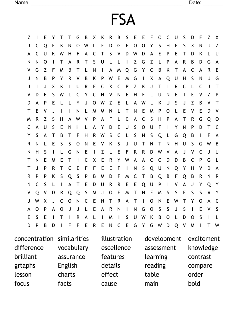 FSA Word Search WordMint