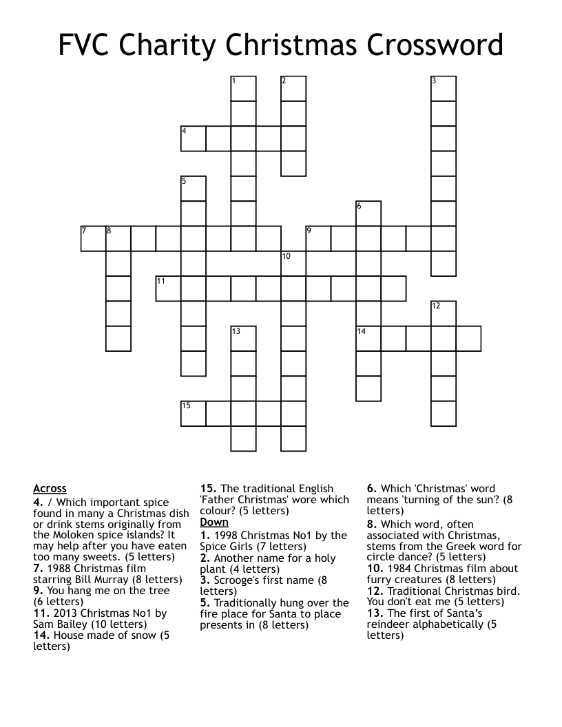 FVC Charity Christmas Crossword WordMint