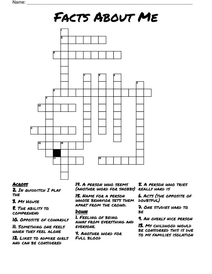 Facts About Me Crossword - WordMint