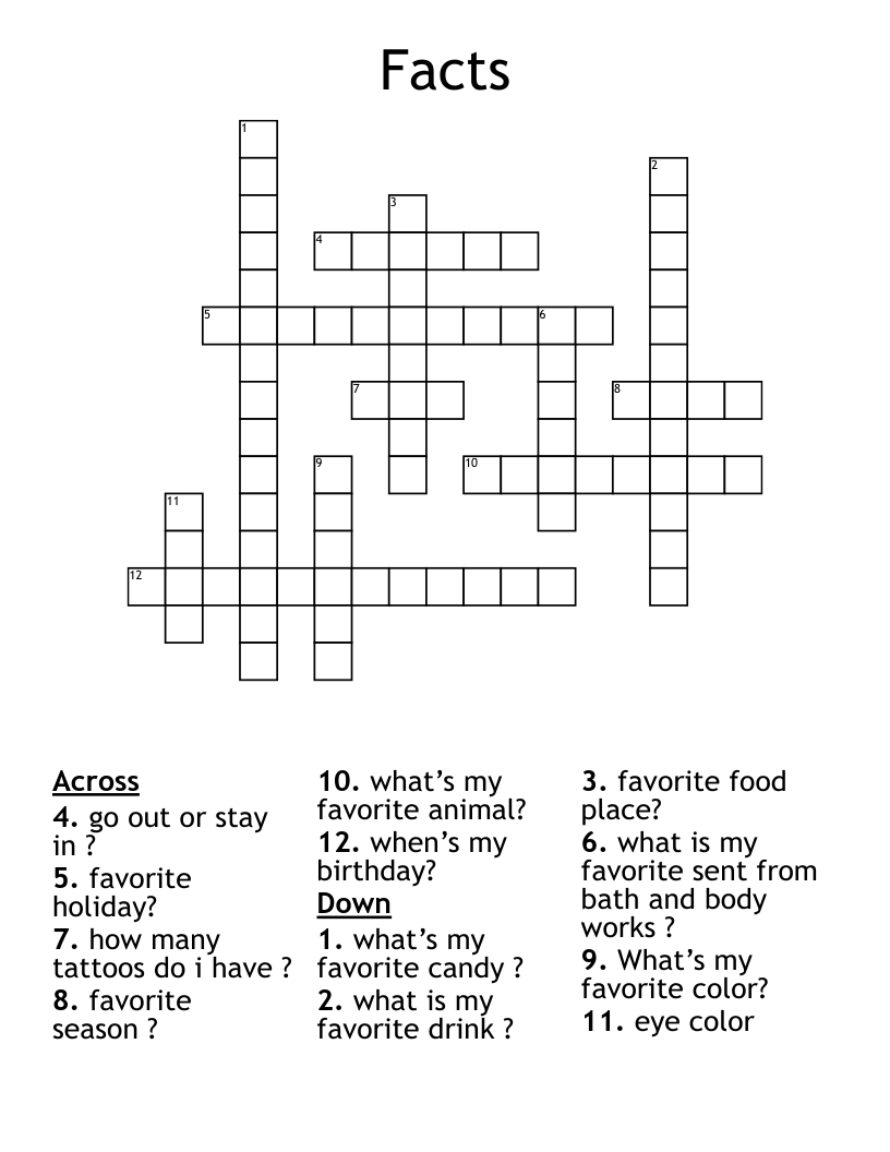 Facts Crossword WordMint