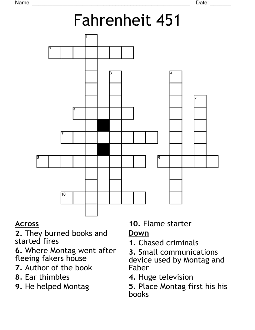 Fahrenheit 451 Crossword WordMint