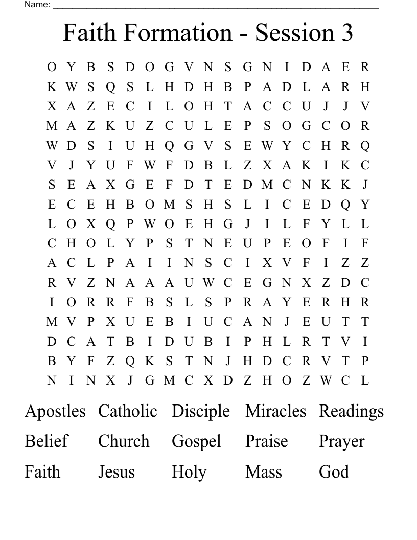 Faith Formation Session 3 Word Search WordMint