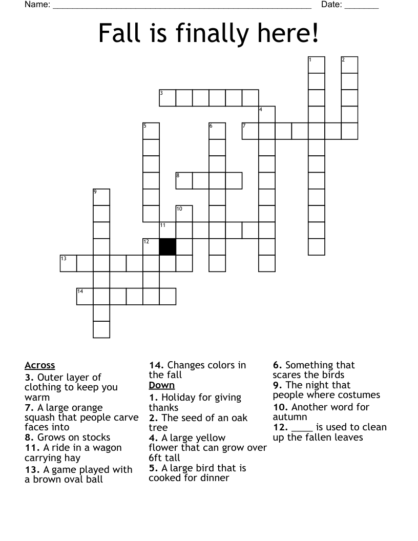 Fall is finally here! Crossword - WordMint
