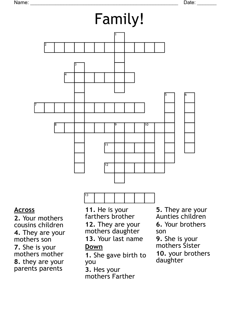 Family! Crossword WordMint