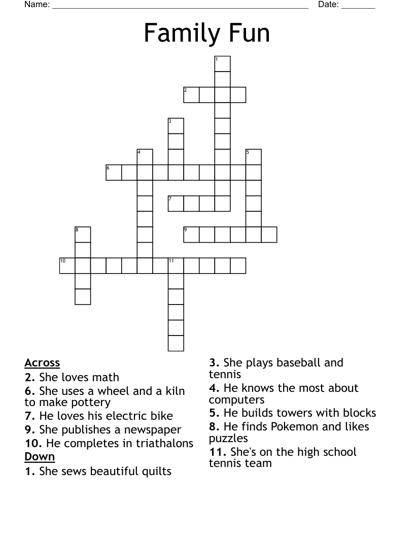 Family Fun Crossword WordMint