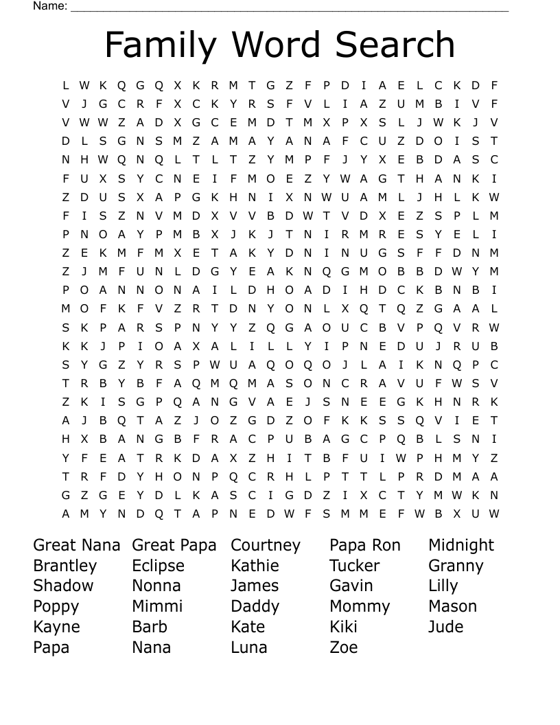 Family Word Search WordMint