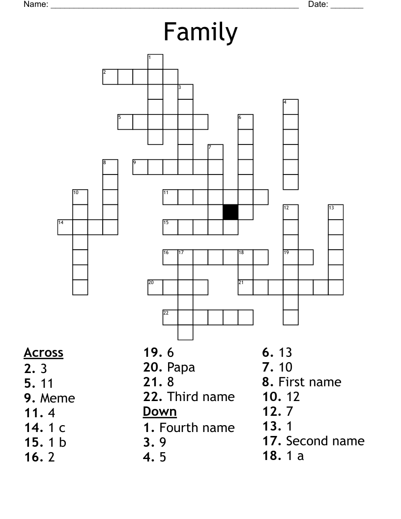 Family Crossword - WordMint