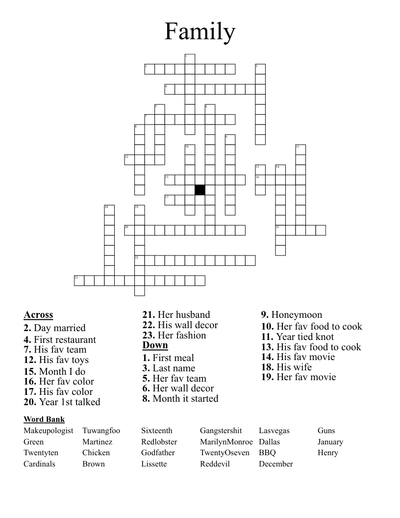 Family Crossword WordMint