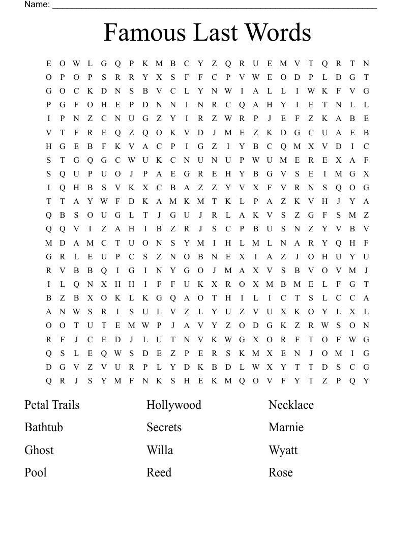 Parting Words Word Search Puzzle