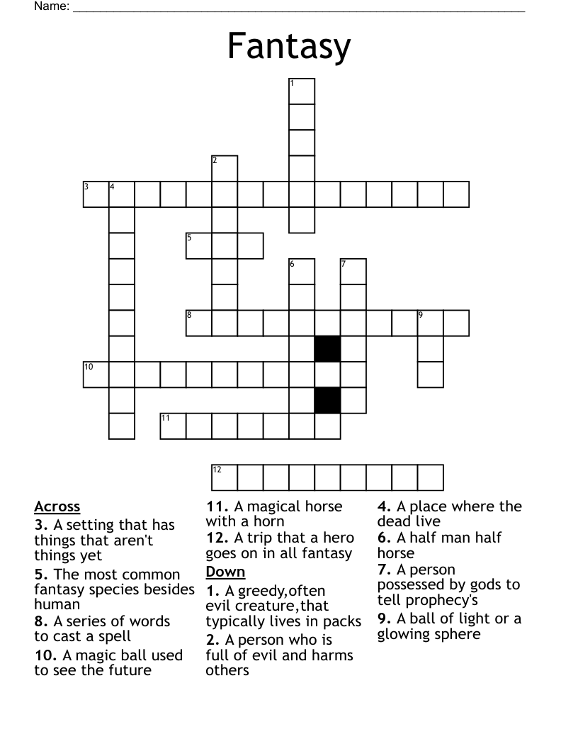 Fantasy Crossword WordMint