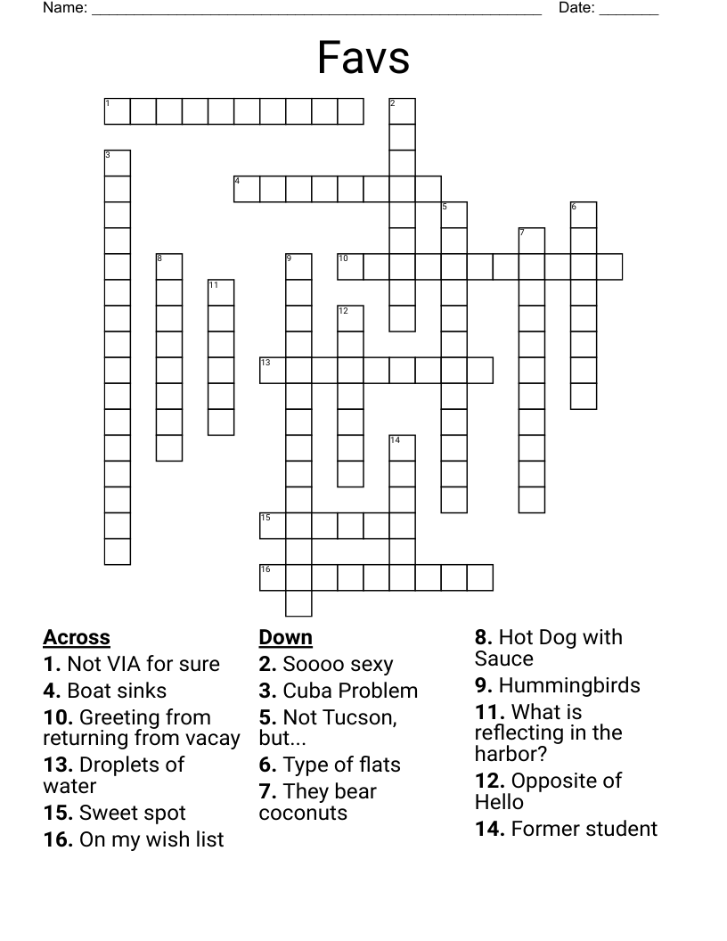Favs Crossword WordMint