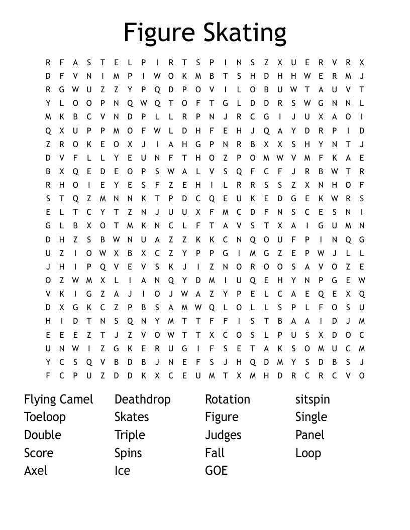 Figure Skating Word Search WordMint