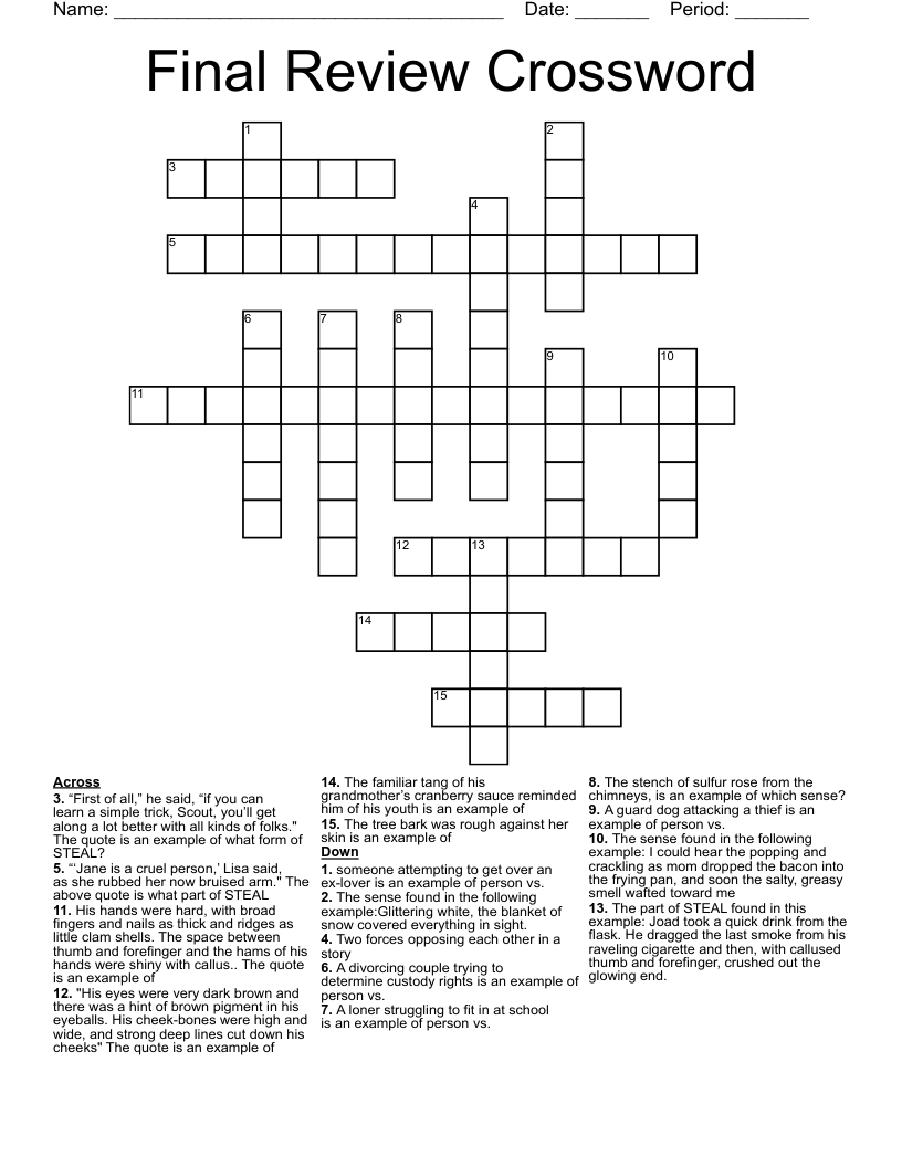Final Review Crossword WordMint