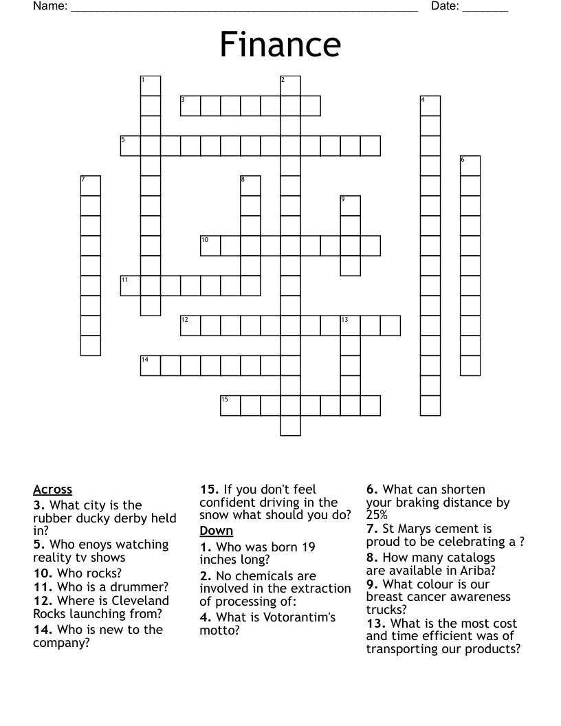 Finance Crossword WordMint