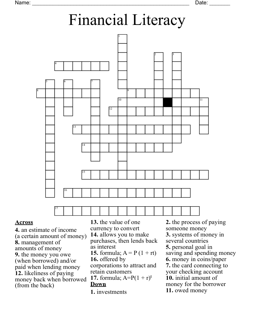 Finance Crosswords, Word Searches, Bingo Cards WordMint